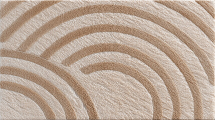 Fototapeta premium Soft rounded organic arcs create calming abstract pattern on textured beige surface, evoking sense of slow tide impressions and natural harmony in modern interior design