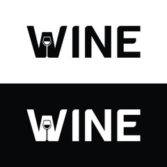 Modern wine logos with elegant typography and wine glass icon