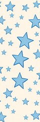Obraz premium Soft blue hand-drawn vintage stars on cream Organic texture for kids wallpaper, textile, cute