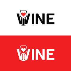 Vine logo with heart wine glass symbol in red and black