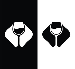 Elegant wine glasses on stylish napkins in black and white