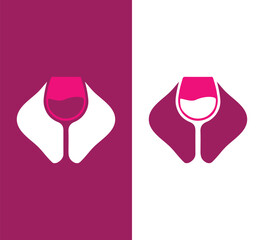 Wine glass icons in pink and white for branding or design