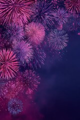 Fototapeta premium Colorful fireworks light up the night sky during a festive event celebration in the city