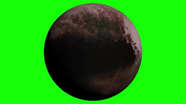 Pluto Planet Animation Isolated on Green Screen for Space and Science Projects