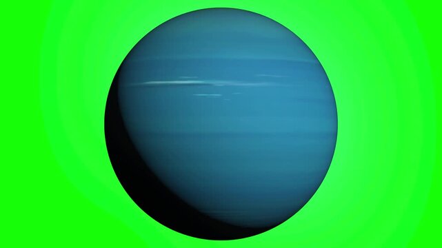 Uranus Planet Animation Isolated on Green Screen for Space and Science Projects
