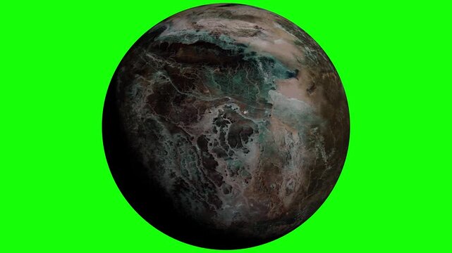 Idealized Planet Animation Isolated on Green Screen for Sci-Fi and Space Use
