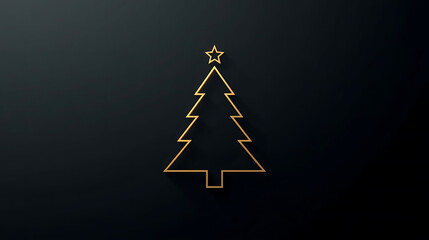 Elegant Christmas Tree with Star on Dark Background