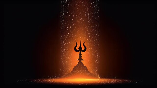 Divine Trishula Silhouette Glowing Light Mahashivratri Festival India