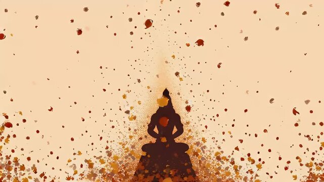 Shiva Silhouette Meditation Mahashivratri Festival India Abstract Design
