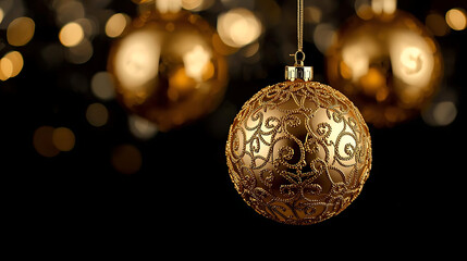 Elegant Golden Holiday Ornament with Warm Lights