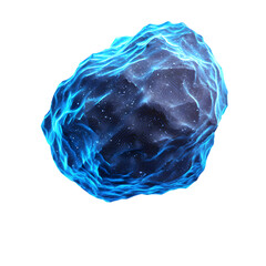 Fototapeta premium Glowing Blue Abstract Rock Floating in Dark Space Environment