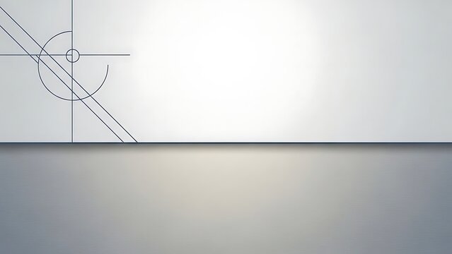 A professional minimalist background featuring a clean white upper section with subtle architectural line art and a soft gray lower section separated by a crisp horizontal horizon line.