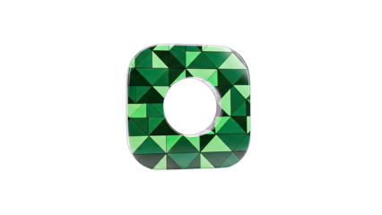 Geometric Green Shape with Hole Isolated on White Background