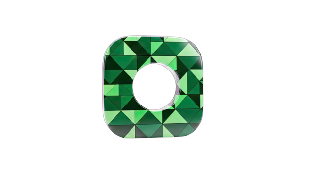 Geometric Green Shape with Hole Isolated on White Background - Powered by Adobe