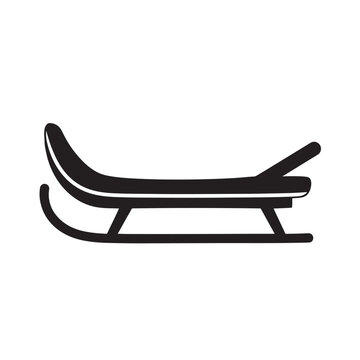 Sled Icon Black Silhouette Isolated on White Background