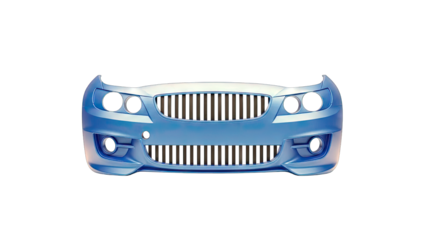 Blue Car Bumper Isolated on White Background