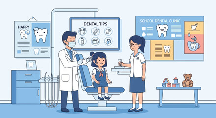 Dentist Examining Young Girl in Clinic 1.