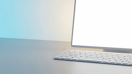 Modern Computer Monitor and Keyboard on Desk