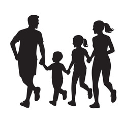 Outdoor jogging family silhouette is perfect for fitness-oriented vector uses.