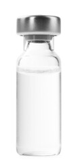 Vaccine in glass vial isolated on white