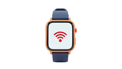 Smartwatch displaying Wi-Fi signal on white background.