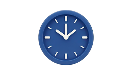 Blue Clock Showing Time on White Background