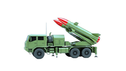 Military Missile Launcher on White Background