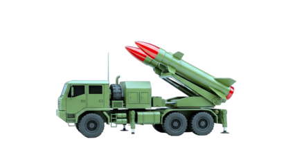 Military Missile Launcher on White Background