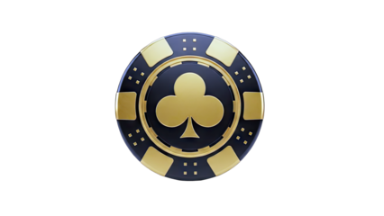 Poker Chip with Clubs Symbol Isolated on White Background