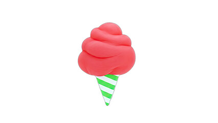 Red Ice Cream Cone on White Background