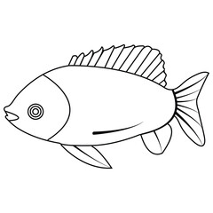 Simple Black and White Outline of a Fish