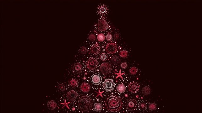 Christmas tree in style of horror fantasy adventure theme, stranger carnivorous plant starfish