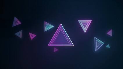 Abstract Triangles in Neon Colors on Dark Background