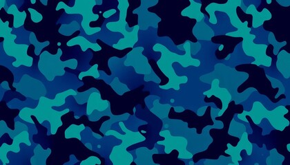Vibrant blue and deep indigo camouflage pattern with abstract, organic shapes, perfect for backgrounds, textiles, or graphic design elements,  abstract,  camouflage