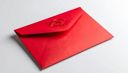 Red Envelope with Seal on White Background