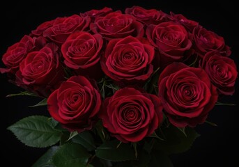 Obraz premium Luxurious bouquet of fresh, deep red roses showcasing natural textures, perfect for celebrating romantic love and special anniversaries ,closeup ,relationship ,bright