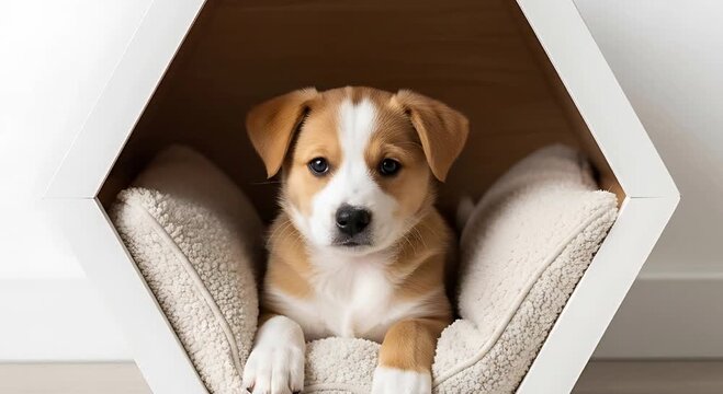 beagle puppy in a box