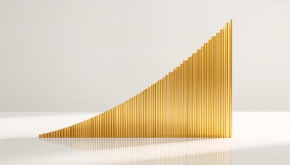 Golden 3D Graph Arrow Symbolizing Growth and Success Against White Background