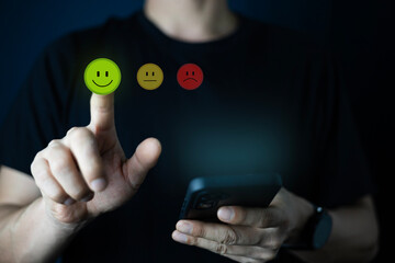 Customer review satisfaction feedback survey concept. virtual feedback interface, excellent customer satisfaction