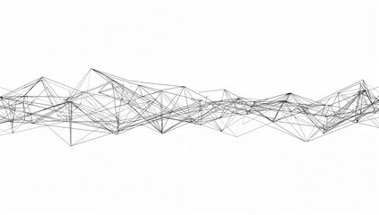 Abstract Black and White Line Art Visualization of Geometric Shapes