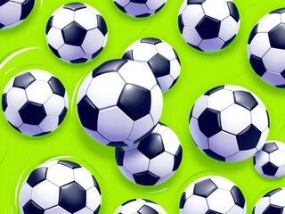 Naklejka premium Abstract soccer ball pattern in vibrant green and white, dynamic design, sports, modern