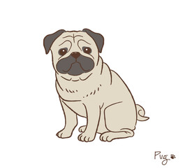 手描きのパグ_ベクターイラスト