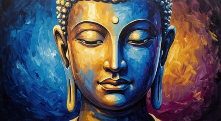 Abstract Buddha Face Art Painting