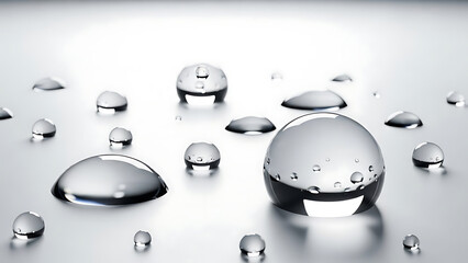 Clear Water Droplets on a Reflective Surface liquid
