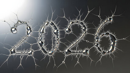Shattered Glass with 2020 Text in Cracked and Broken Style