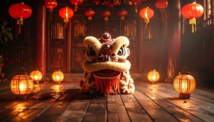 Chinese Lion Dance Costume Head Decoration Lanterns