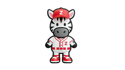 Obraz premium Zebra Baseball Mascot Standing Isolated on White