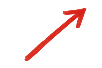 Red hand-drawn arrow pointing up and right, symbolizing growth, direction, success, and upward movement