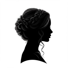 Elegant Woman Silhouette with Braided Hairstyle