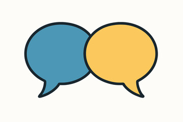 Two colorful speech bubbles representing conversation and communication.